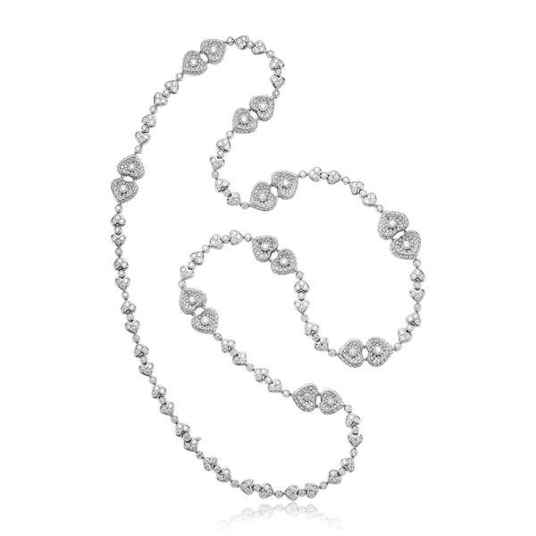 Heart Motif Diamond Necklace in 18k White Gold