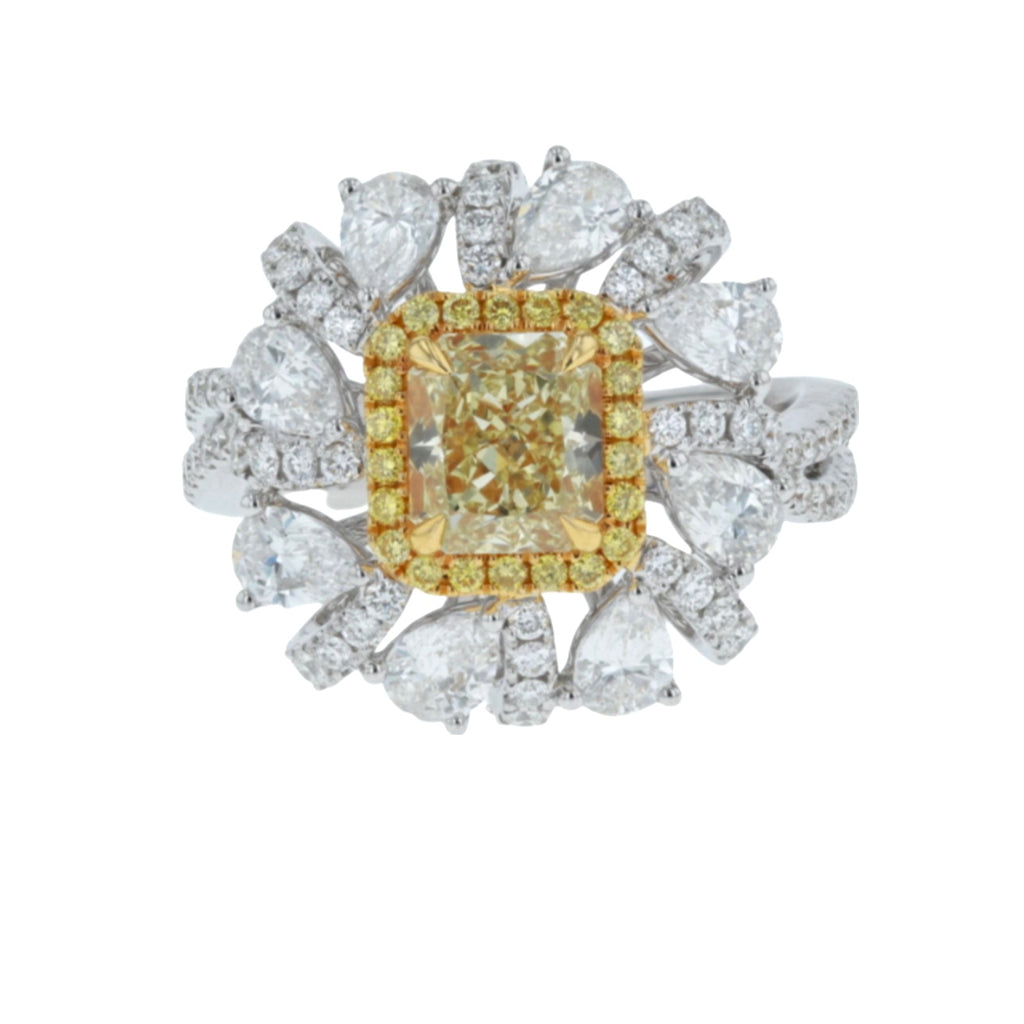 Fancy Yellow and White Diamond Cocktail Ring