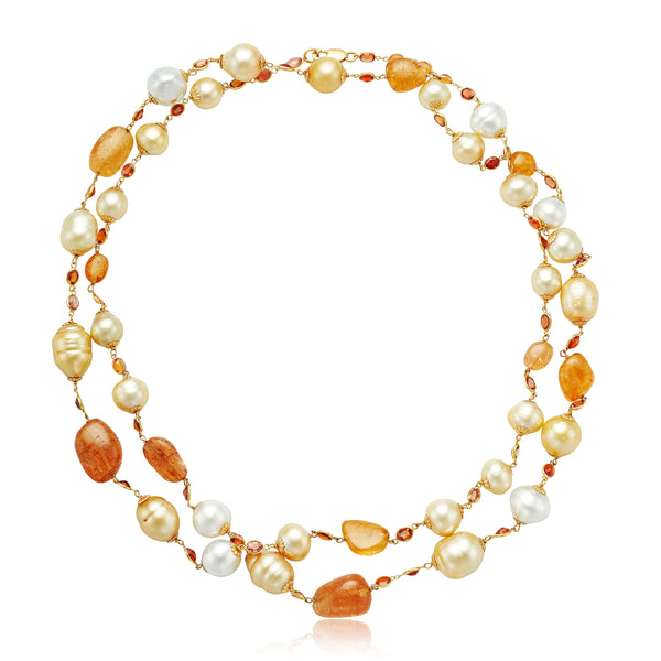 Golden South Sea Pearls and Opal Necklace