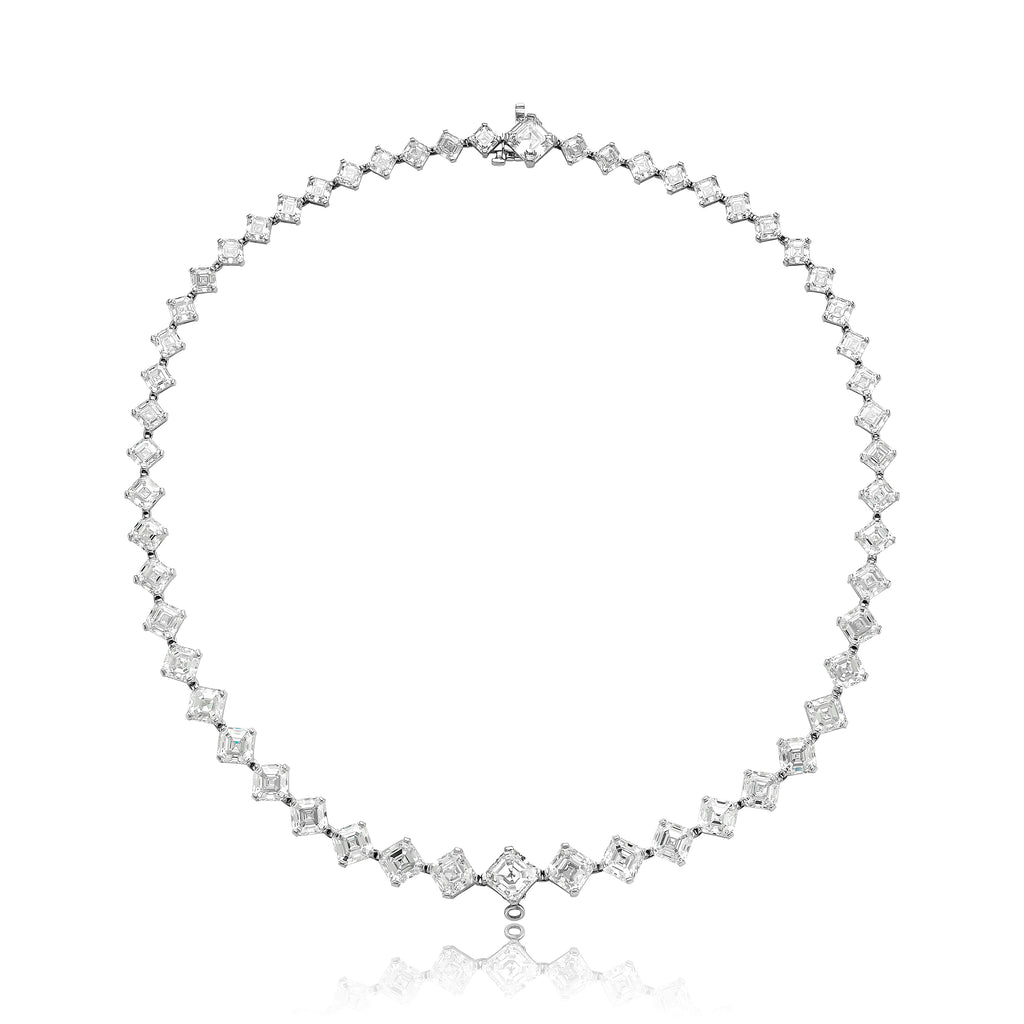 53.22ctw Asscher Diamond Line Necklace in Platinum