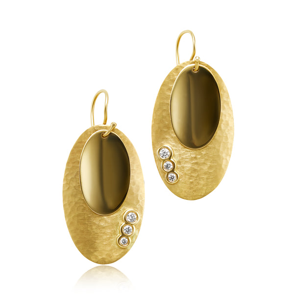 18k Yellow Gold Designer Drop Earrings
