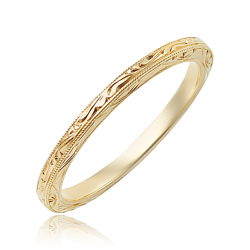 14k Yellow Gold Engraved Band