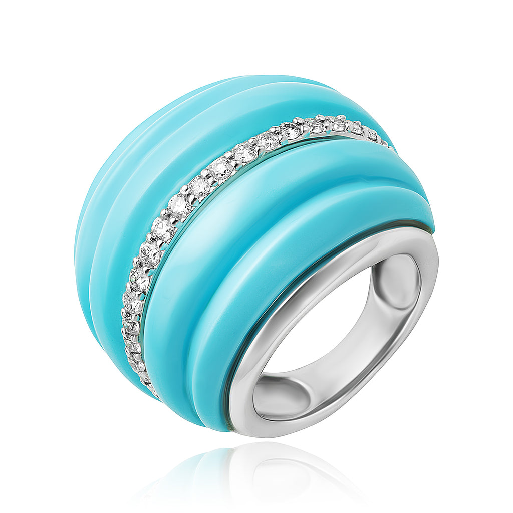 Turquoise Cocktail Ring with Diamond Accents